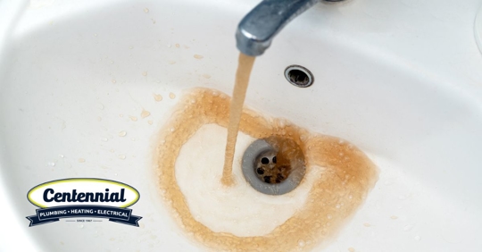 Rusted water in faucet.